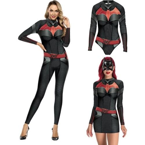 New Fashion Women 3D Print Costume Batwomen Jumpsuit Romper Overall Mujer Fitness Bodysuit Fancy Clothing Party Cosplay Clothes