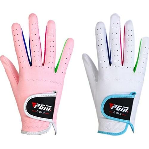 One Pair PGM Brand Boys Girls Outdoor Sport Superfine Fiber Cloth Golf Gloves Breathable Anti-slipping Gloves 2 Color