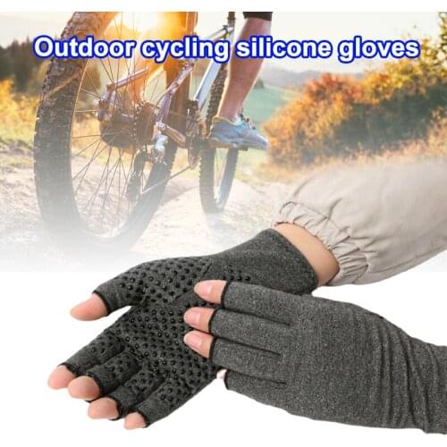 Fingerless Non-Slip Gloves Elastic Fabric Durable Breathable Absorption Soft Lightweight Protect Hand for Bike Travel M2
