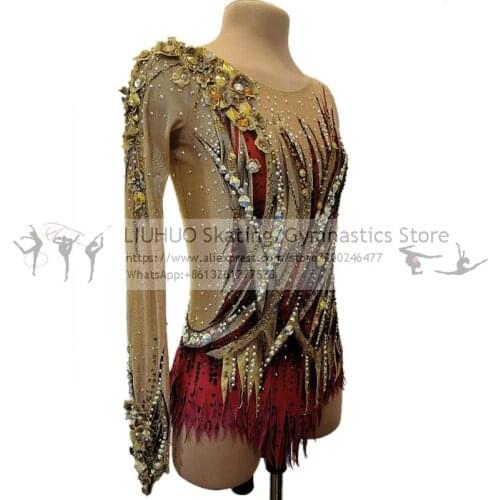 LIUHUO Figure Skating Dress Womens Girls Ice Skating Performance Rhythmic Gymnastics Competition Dance Leotard Artistic Costume