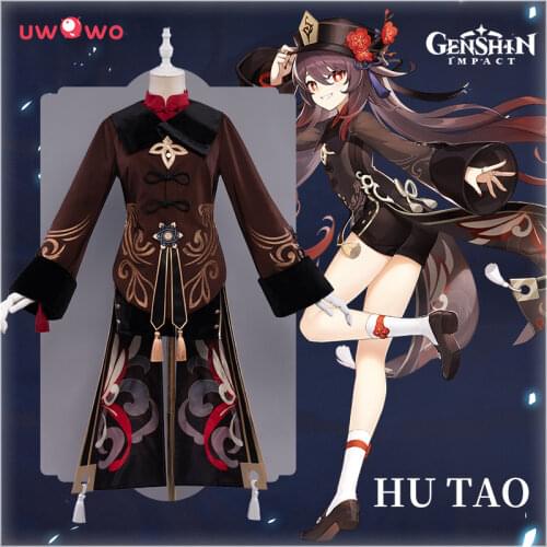 PRE-SALE UWOWO Genshin Impact Hu Tao Cosplay Carnival Hutao Halloween Women Girl Kids Game Costumes Performance Outfit