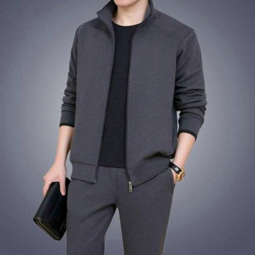 Simple leisure mens wear home sportswear suit running loose young and middle-aged simple velvet suit