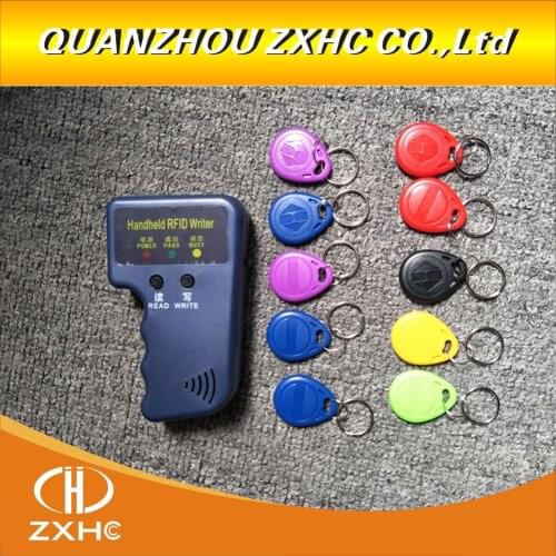 Handheld Reader Writer Copier Duplicator RFID 125KHz For ID Card +10pcs em4305 keyfobs