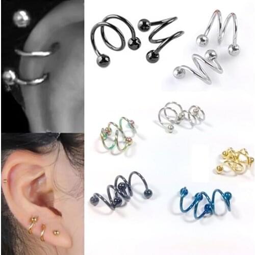10 Pcs Gauge 18G Ball Surgical Steel Double Spiral Twister Barbell Earring Ear Cartilage Rings Tragus Piercing Jewelry 5 Colors