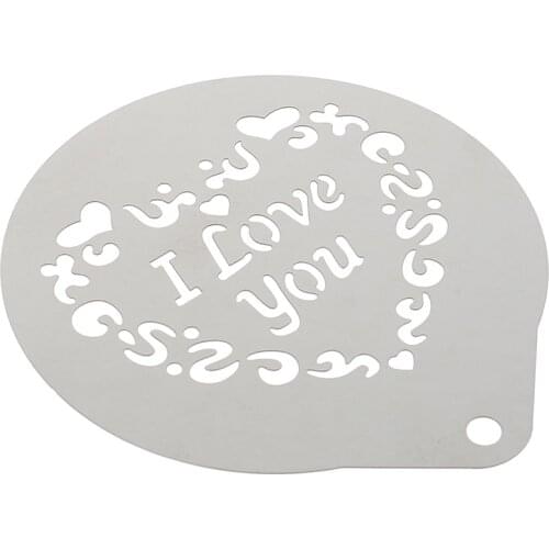 I Love You Stainless Steel Garland Mold Coffee Printing Model Thick Cafe Foam Spray Template Barista Stencils Decoration Tool