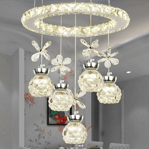 Modern LED Chandelier Lighting Stainless Steel lustre para sala led Kroonluchter Indoor Hanging Lamp Crystal Chandelier Light