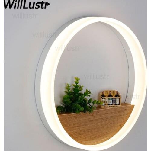 LED wall lamp round PMMA wall light wood decor acrylic ring lobby bedroom hotel corridor restaurant dinning room bar loft