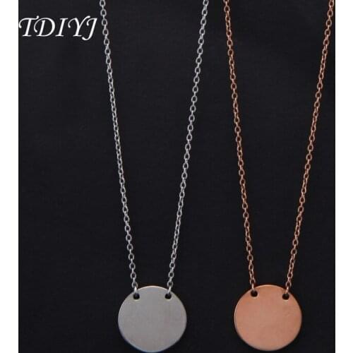 TDIYJ Jewelry Stainless Steel Round Laser Engraved Pendant Necklace for Women Initial Necklace 18'' Chain Necklace
