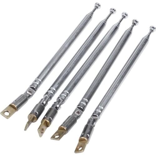 Retail 5 Pcs 32cm Length 5 Section Telescopic AM FM Radio Antenna 180 Degree