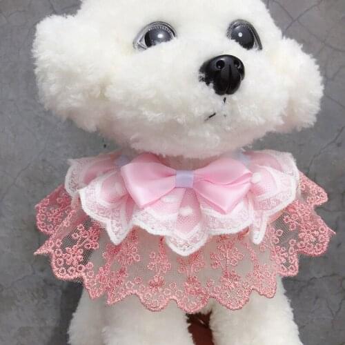Three-Layer Lace Collar Nobal Pet Bibs Bowknot Lace Bibs Small Bell Pet Collar Bib Lovely Dog Cat Necklace Decor Collars