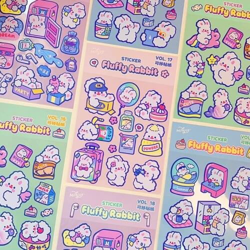 W&G Ins Korean Cartoon Rabbit Stickers Waterproof Hand Book Mobile Phone Case Hand Book Decoration Stickers Girl Cute