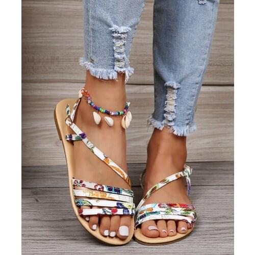 2021 Womens Summer Sandals New Toe Roman Strap Buckle Strap Sandals Womens Large Size 35-43 Womens Shoes Zapatos De Mujer