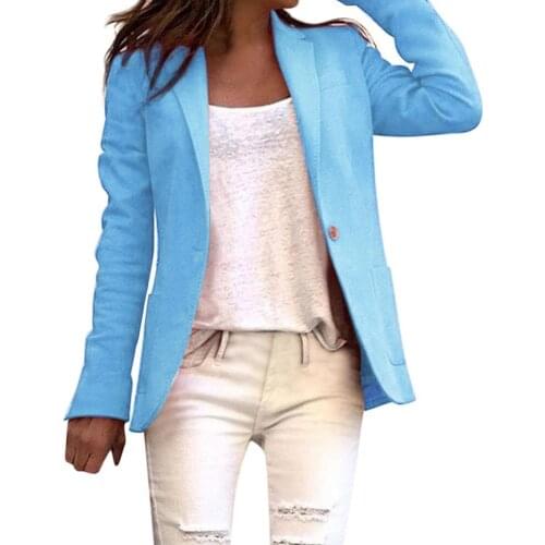 Plus Size Women Blazers Elegant Solid Color Office Lady Dress Blazers Long Sleeve Single Button Blazer Suit Cardigan Jacket