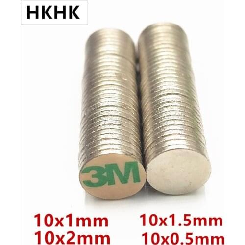 10/100 Disc magnet 10x1 10x1.5 10x2 10x0.5 mm Belt with 3M self - adhesive NdFeB magnet 10mm neodymium magnet Magnetic standard