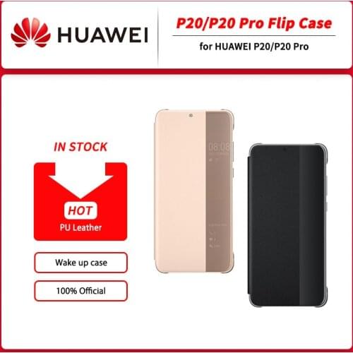 100% Official Original Huawei P20 Pro Case Wake up/Sleep Plating Mirror Window Flip Cover for Huawei P20 Case Smart View Case