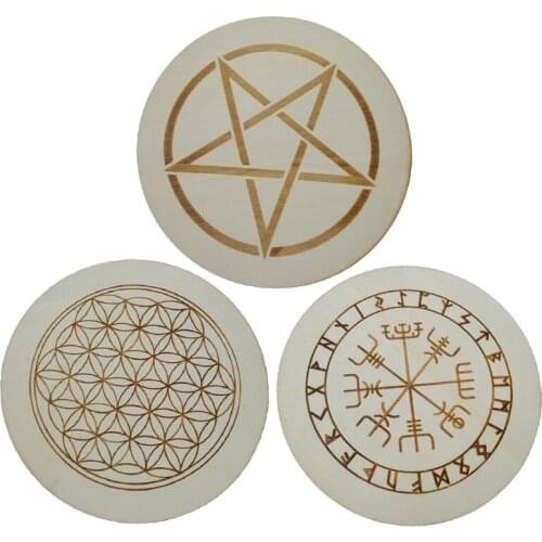 15Cm Wood Around the Altar Brick/Path With Viking Compass, Pentagram Witchcraft Delivers Mat Wicca Props Ornaments