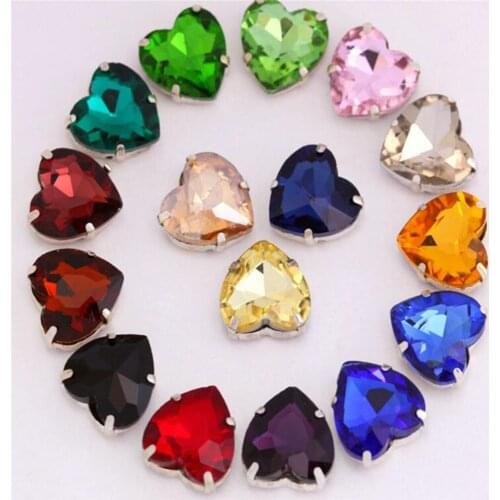 20PCS 27MM Bling Heart Claw Crystal Rhinestones DIY Shapes Sew-On Crytal Rhinestone For Garment Art Decoration,Wedding Clothing