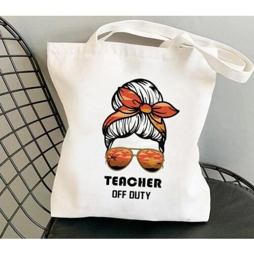 2021 supplies teacher off duty scarf Printed Tote Bag women Harajuku shopper handbag Shoulder shopping bag Lady gift Canvas Bag