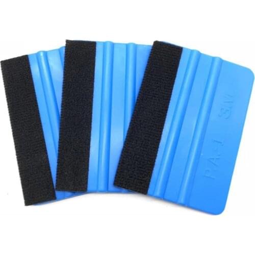 3Pcs Blue Squeegee Felt Edge Scraper Car Decals Vinyl Wrapping & Tint Tools For Razor Blade Scraper Automatic Film Squeegee Set