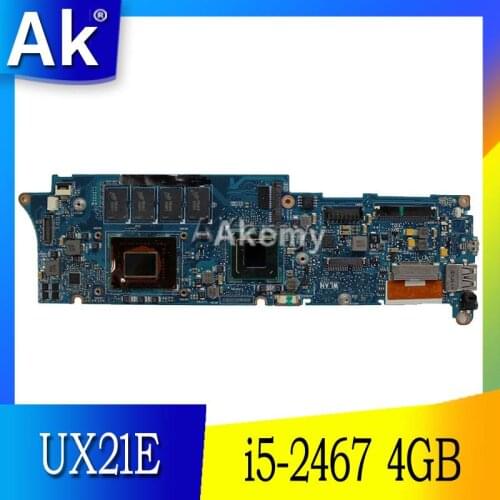 AK UX21E With i5-2467 CPU 4GB RAM Mainboard REV3.1 For Asus UX21 UX21E laptop motherboard USB 3.0 100% tested Working