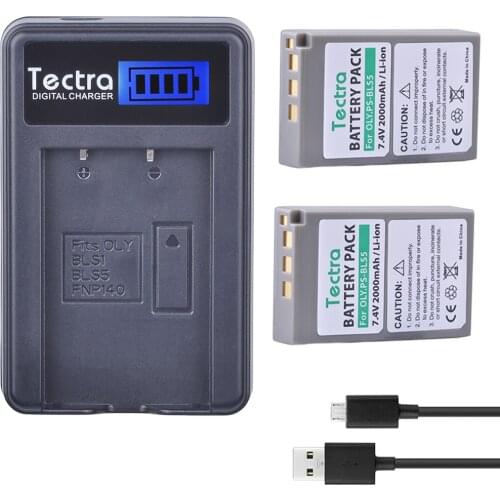2PCS 2000mAh PS-BLS5 BLS-50 PS BLS5 BLS50 Battery for Olympus PEN E-PL2 E-PL5 E-PL6 E-PL7 E-PM2 OM-D Battery+LCD USB Charger