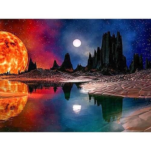 Diy Diamond Painting Spark Planet Rhinestone Kit 5d Diamond Embroidery Landscape Picture Of Rhinestone Home Decor GJ230