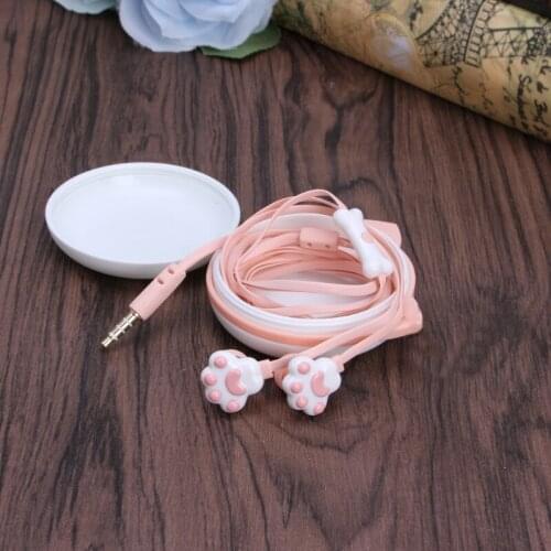 Cute Cat 3.5mm Stereo In-Ear Earphone Headphone Case With Mic For Girls Gift