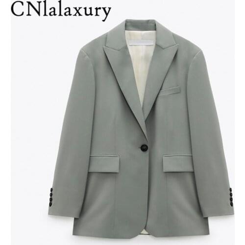 CNlalaxury 2021 Women Fashion Office Wear Single Button Blazer Coat Vintage Long Sleeve Jacket Female Office Outerwear Chic Tops