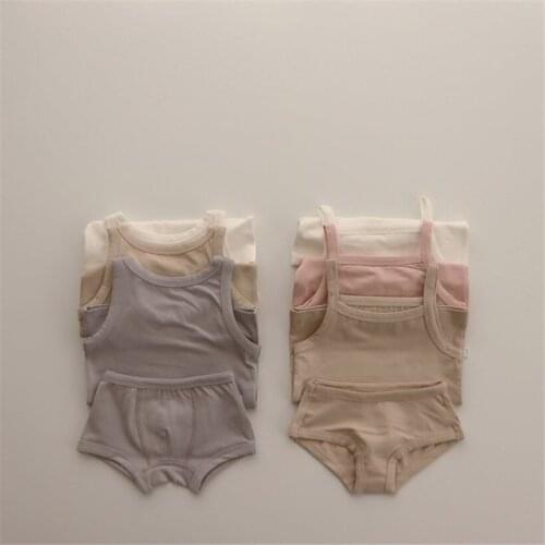 Baby Boys Girls Clothes Summer 2021 Newborn Baby Cotton Vest + Shorts 2Pcs Toddler Clothing Set Outfits Infant Tops Sling 1-3Y