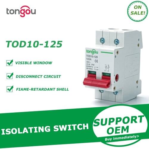 230V 400V AC 2P Main Switch Function Disconnector Switch Isolator Circuit Breaker TOD10-100