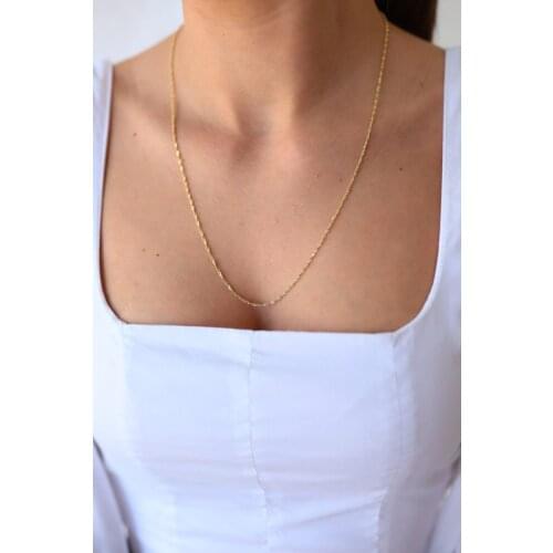 Italian Silver Gold Color Singapore Model 60 Cm Chain