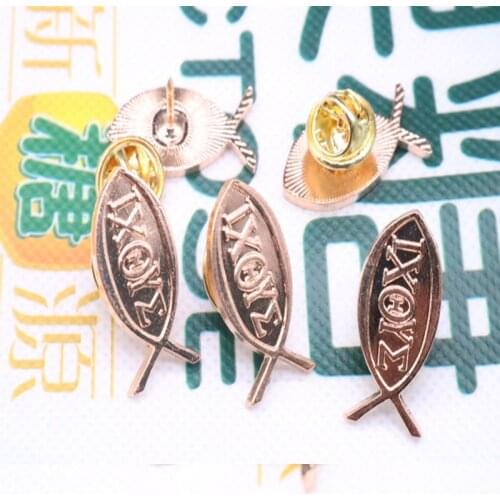Catholic brooch Jesus fish cross fish brooch. 100 pieces / classic charm Jesus fish brooch cross brooch