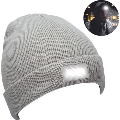 Unisex Winter Warm Knitted Cap Bright LED Head Torch Hat Outdoor Hunting Night Fishing Camping Bright Light Cap Hat Sports Caps