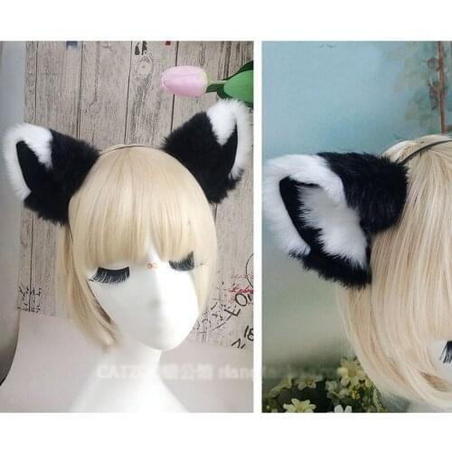 Cat Fox Long Fur Ears Anime Neko Cosplay Costume Hair Clip Multi-Color Costumes cos cartoo Headwear