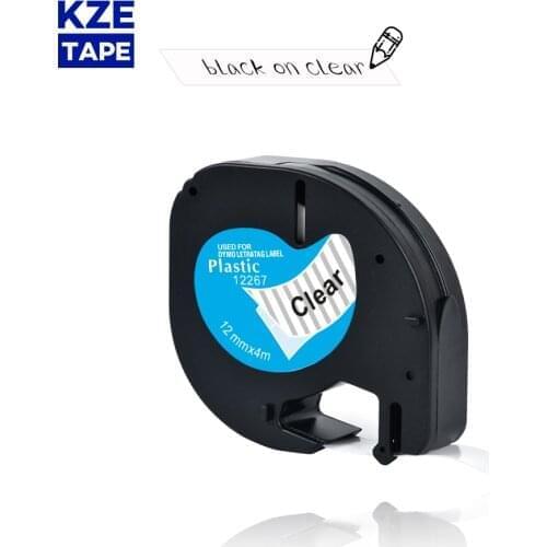Dymo Letratag tape 12267 12mm Black on Clear Plastic Tapes 12268 16951 16952 Label Tape Compatible Dymo LT-100H Label printer