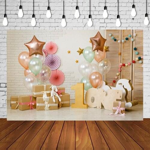Lyavshi 1st Birthday Backdrop 1 Year Baby Photo At Home Blue Balloons Toys Cake Photography Background Photoshoot