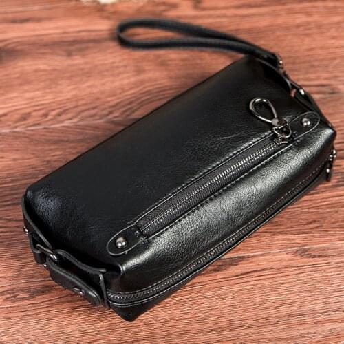 PU leather Mens clutch bag popular black zipper man money phone shoulder bag fashion new arrived casual business handbag