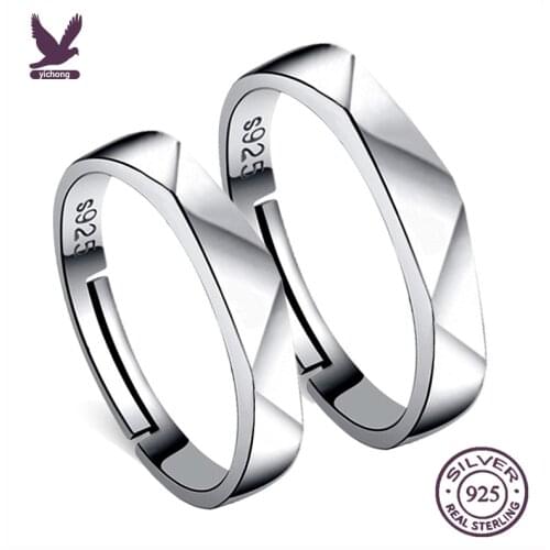 Silver Rings Couple Rings Set For Women Men Wedding Jewelery Adjustable Engagement Finger Ring Alianzas De Boda Para Parejas