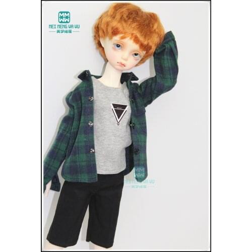 BJD clothes for doll fit 43cm 1/4 BJD MSD doll fashion Plaid shirt, vest, shorts