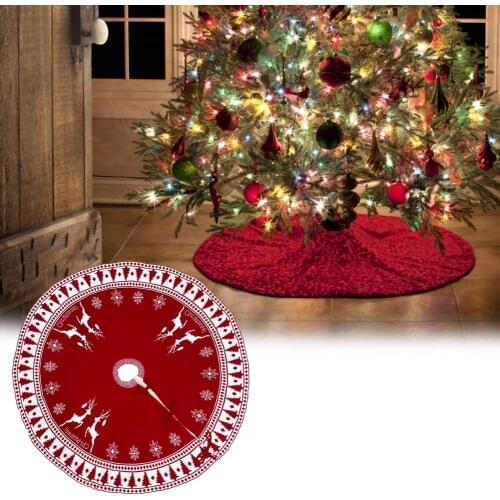 Skirt base elk pattern double-sided usable Christmas tree bottom decoration cushion for home decoration