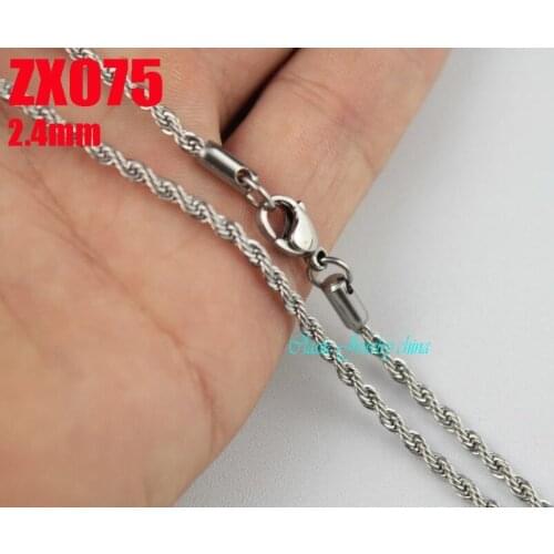 16"-38" 2.4mm stainless steel necklace twist chain rope chain mans lady fashion jewelry 20pcs ZX075