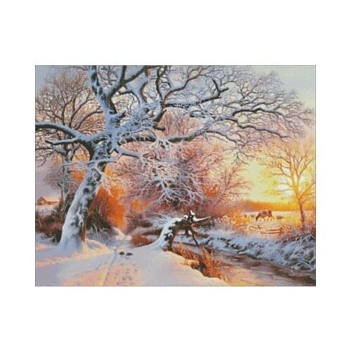 Landscape-Winter dusk counted cross stitch package flower aida 22ct 25ct 18ct 14ct 11ct people kit embroidery