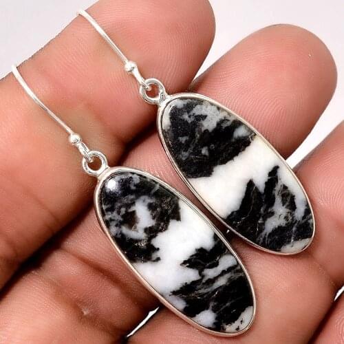 Engagement Natural Gemstone Black Turquoise Larimar RepublicEarrings Jewelry