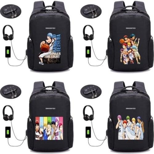 Anti-theft USB Charge Backpack anime Kuroko no Basket backback Laptop student Backpack men women Travel Bag