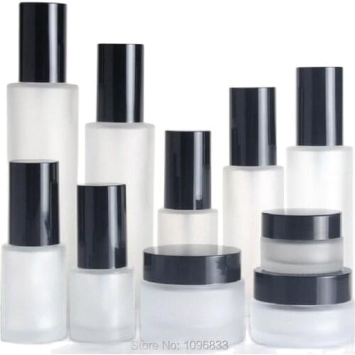 60ML30ML20ML Empty Cosmetic Glass Lotion Pump Bottle Spray Bottle 50G 20G Frosted Glass Cream Jar Glass Perfume Contianer 10pcs