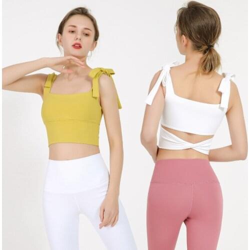 Mermaid Curve 2021 New Bow Bandage Yoga Bra Women Sexy Beautiful Back Kink Sport Vest Quick-Drying Shockproof Dance Training Bra