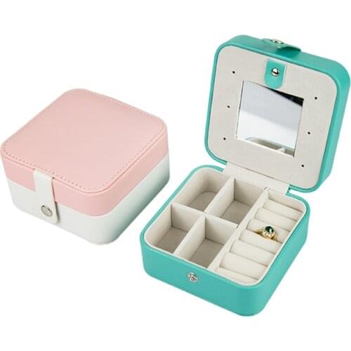Upscaled Simple Jewelry Boxes Organizer Protable Leather Necklase Ring Earrings Multi-function Jewellery Storage Case