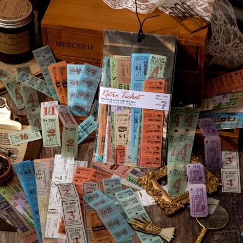 30Pcs/Bag Vintage Butterfly Flower Ticket Paper Sticker Package DIY Diary Journal Decoration Label Sticker Album Scrapbooking