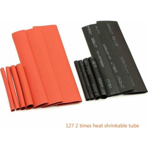 127Pcs Red Black Weatherproof Heat Shrink Sleeving Tubing Tube Assortment Kit Wrap Cable Electrical Connection Electrical Wire