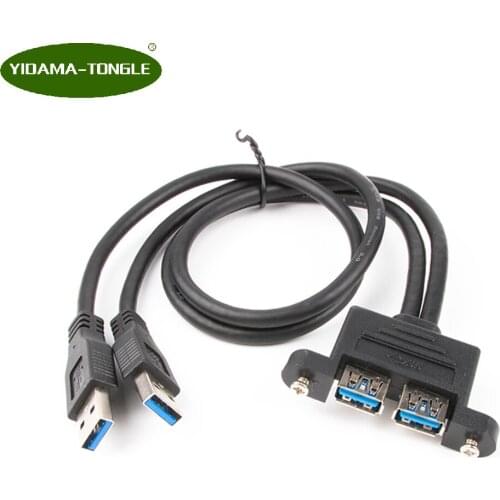 Dual USB 3.0 Male to Dual USB 3.0 Female USB3.0 Extension Cable with Screw Panel Mount Male to Female M/F 30cm 50cm 100cm 150cm